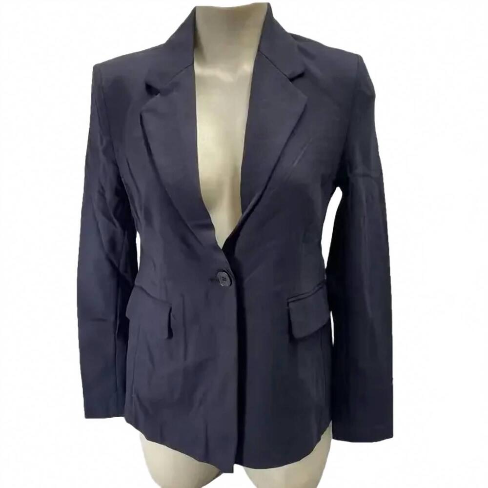 NEW PATRICK ASSARAF women's ponte single breasted blazer in dark navy